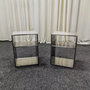 Modern Brushed Stainless Steel Side Table Anti Fingerprint Sofa End Table Storage Shelf Coffee Table for Living Room Office