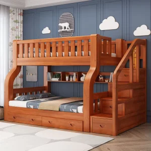 Modern Bunk Beds Children’s Solid Wood Bunk Beds in Grey Dormitory Beds