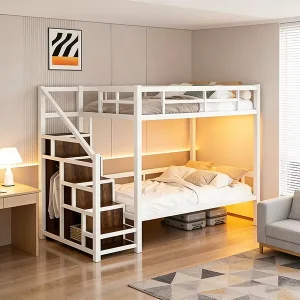 Modern Bunk Metal Dormitory Bed Cold rolled Steel KD Easy Assembling Commercial Use School Hotels Apartments Twin