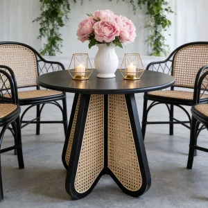 Modern Butterfly Base Solid Wood Black Round Desktop Event Bar Table for Wedding Party