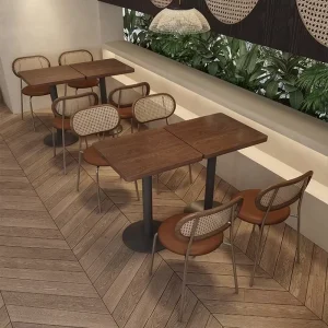 Modern Cafe Bistro Solid Wood Metal Frame Durable Bar Dining Table Chair Combination Commercial Outdoor Hotel Furniture 3 Year