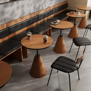 Modern Cafe Coffee Shop Wooden Restaurant Furniture Sofa Booth Seating Set Chair and Table for Hotel Dining Furniture