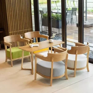 Modern Cafe Set with Wipe Clean Table Chairs Solid Wood Frame for Restaurant Mall Quick Service