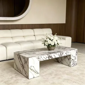 Modern Calacatta Viola Marble Coffee Table Center Table Custom Rectangular Bulgari Marble Low Table for Hotel & Home