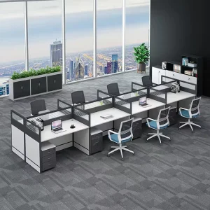 Modern Call Center Cubicles Modular Office Workstations 8 Seats Office Desk With Partition