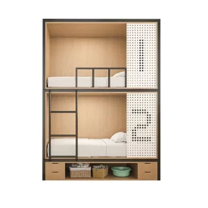 Modern Capsule Bed Adult Enclosed Iron Metal Frame Dormitory Double Bunk Beds for Hostels