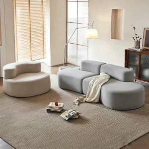 Modern Cashew Sofa Square Design Vacuum Compression Sofa Bed Two Seat for Small Living Room