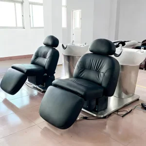 Modern Ceramic Durable Synthetic Leather Shampoo Chair Stainless Steel Frame for Hair Washing Treatment Massage Head Spa Salon