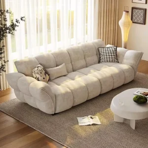 Modern Chenille and Sherpa Modular Sofa with Eco Friendly Sponge Filling Wood Legs Sloped Arms for Apartment Hotel Living Rooms