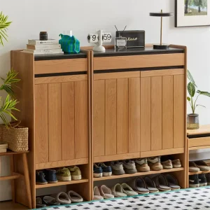 Modern Cherry Wood Shoe Cabinet for Living Room Hotel & Home Office Use