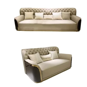 Modern Chesterfield Italian Wood Sofa Set for Living Room and Hotel Luxury Furniture Couches