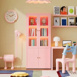 Modern Children’s Steel Corner Bookshelf Home Use Colorful Metal Narrow Bookcase Suitable for Small Spaces