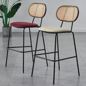 Modern Chinese Manufacturer Backrest Rattan Wicker Customized Color Stackable Bar Chairs Creative High Furniture Dining