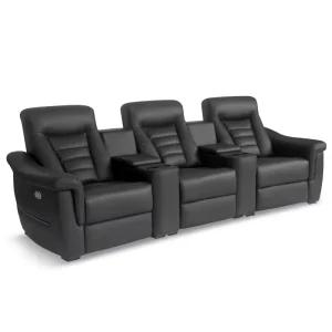 Modern Chocolate Brown Single Seat U Sharp Wood Frame Electric Sofa Recliner for Theater Project Home Cinema Comfortable Seating