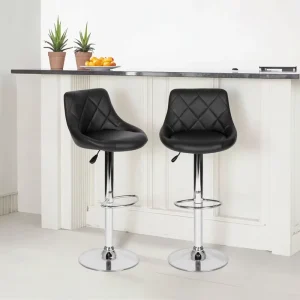 Modern Classic Black Faux Leather Adjustable Commercial Bar Stool for Bar Cafe Apartment Home Dining Mall