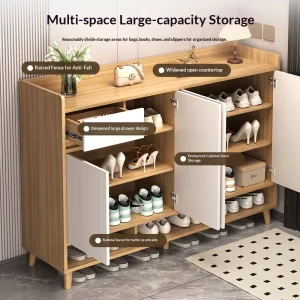 Modern Classic Wooden Shoe Storage Cabinet with Drawer Large Capacity Shoe Cabinet with Door for Hallway Entryway Door Apartment
