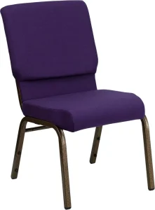 Modern Classroom Essentials Outdoor Dining Auditorium Stacking Padded Chair Royal Purple Fabric Gold Vein Iron Frame