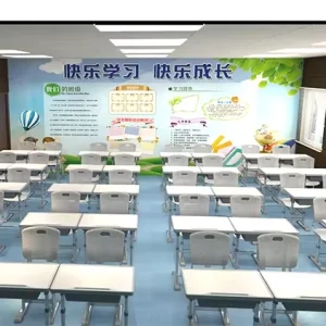 Modern Classroom Kids Plastic MDF Children’s Study Table Chair with Customized Color Single Seater School Furniture