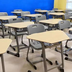 Modern Classroom School Set Solid Wood Desk and Chair Furniture Comfortable Durable for Classroom and Home Office Use