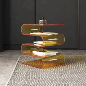 Modern Clear Acrylic Coffee Table Eco Friendly Lightweight Multifunction Storage Durable Easy Clean Movable Customized Color