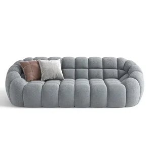 Modern Cloud Modular Sofa Boucle Light Grey Bubble Tufted Curved Sectional Living Hotel OEM Custom
