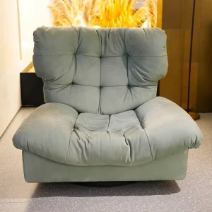 Modern Cloud Shaped Swivel Lounge Chair Soft Velvet Upholstered Single Sofa Comfy Leisure Seat for Living Room Bedroom Home