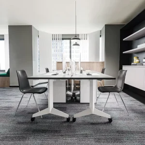 Modern Co Working Folding Flip Top Training Desk Convertible Meeting Table with Stainless Steel Frame