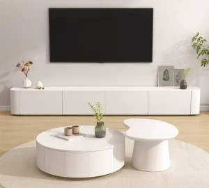 Modern Coffee Table Rounded Edges Wooden Coffee Tables Coffee Table for Living Room