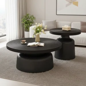 Modern Coffee Table Set Cream White Italian Minimalist Style Center Table Design for Living Room