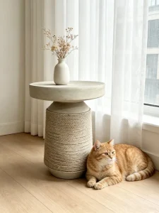 Modern Coffee Table with Rope Design Durable Movable Indoor Outdoor Living Room Furniture Magnesium Oxide Handmade