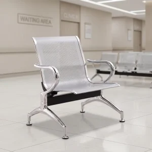 Modern Cold Rolled Steel 1 Seater Airport Hotel Waiting Chair Perforated Seat 52cm Width Chrome Frame Hospital Lobby CE