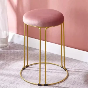 Modern Colorful PU Leather Bar Stools Gold Metal Wire Frame Stackable Dining Stools for Kitchen