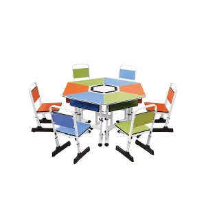 Modern Colorful Wood School Foldable Desk Chair Combo for Students