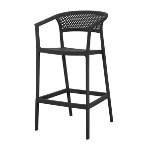 Modern Comfortable Counter Height Black PP Plastic Bar Chair with Armrest