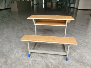 Modern Comfortable Double Wooden Desk and Chair Set for School and Home Office Use