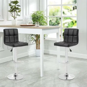 Modern Comfortable High PU Leather Grey Bar Stools for Home Bar and Dining Commercial Use