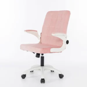 Modern Comfortable Lumbar Support Ergonomic PC Study Chair Mid Back Pink Velvet Office Chair