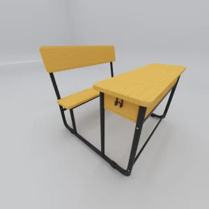 Modern Comfortable Metal School Desk with Double Student Chair and Bench School Sets Durable 1 Drawer Commercial Use