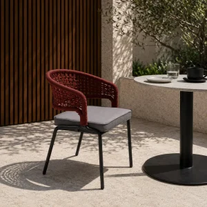 Modern Comfortable Outdoor Weaving Rope Dining Chair with Durable Aluminum Frame for Hotel Terrace and Villa Courtyard