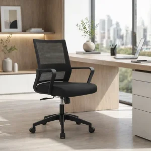 Modern Comfortable Swivel Mid Mesh Back Fabric Seat Adjustable Height Task Computer Ergonomic Office Chair Lumbar