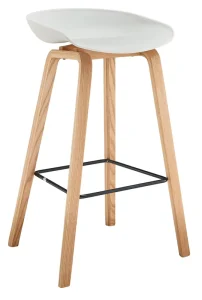 Modern Commercial Bar Stool PP Seat Wooden Base Durable for Use in Hotels Restaurants Bars Cafes & Living Rooms
