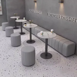 Modern Commercial Bench Seating Metal Frame Leather Upholstery Custom for Cafe & Restaurant