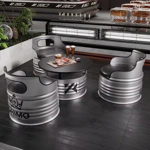 Modern Commercial Club Bar Set Iron Frame Clear Glass Top Bar Table and Chair Combination for Milk Tea Shop Office Rest Area