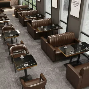 Modern Commercial Dining Furniture Cafe Coffee Shop Sofa Restaurant Booth Seating Fast Food Square Sofa Bench Table Chairs Sets