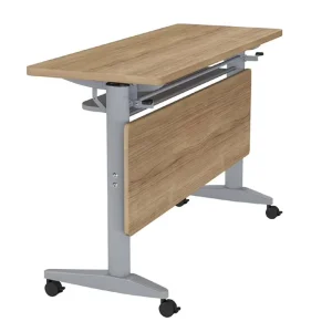 Modern Commercial Foldable Modular Wood Table Workstation With Castors For Meeting Training Rooms And School Use