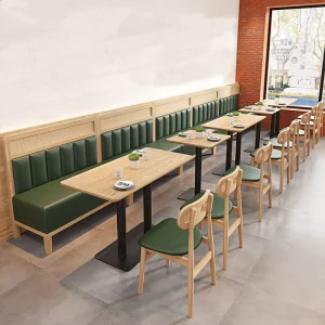 Modern Commercial Furniture Long Booth Seating Table and Chair Set for Fast Casual Restaurant Cafe Dessert Shop