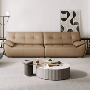 Modern Commercial Genuine Leather Chesterfield Sectional Sofa Lounge with Storage for Hotels