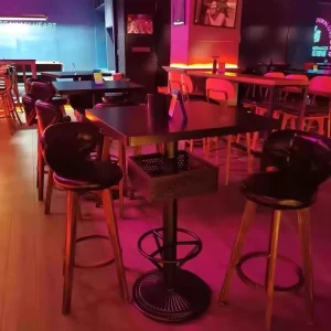 Modern Commercial High Bar Table Solid Wood KTV Night Table with Chair Long Square Bar Table Set