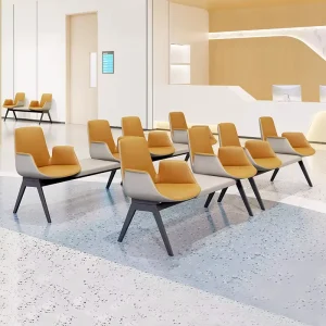 Modern Commercial Hospital Furniture Durable PU Leather Sponge Filled Iron Legs Waiting Room Bench Chairs