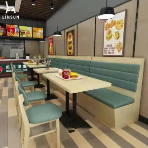 Modern Commercial Hotel Restaurant Furniture High-Density Foam Booth Sofa Set Dining Table Chairs ST020